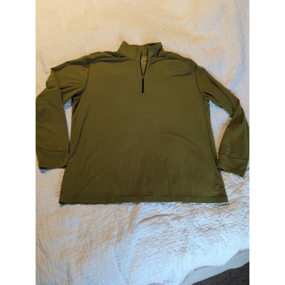 White Sierra Men's 1/4 Zip XL Long Sleeve Pullover Striped Green Stretchy Soft - Picture 2 of 12